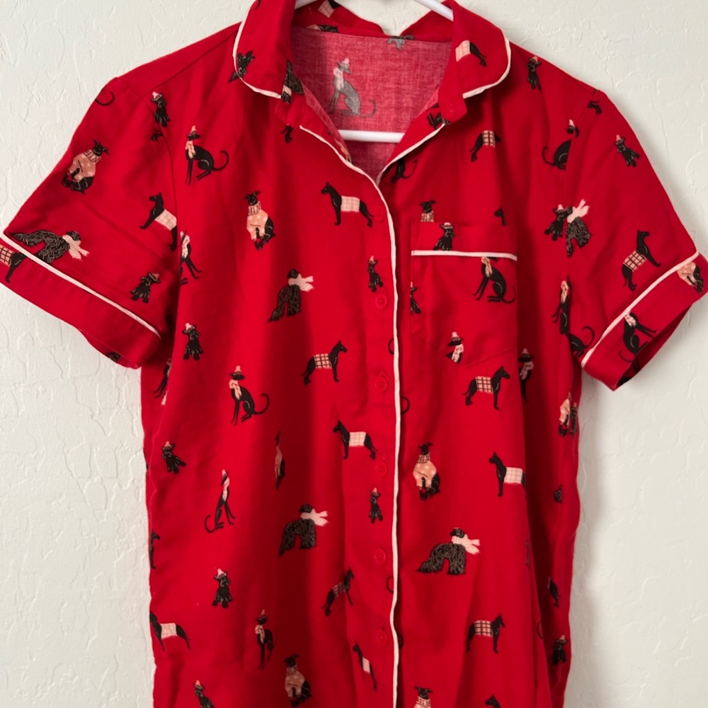LOFT Dogs Christmas pajama shirt short sleeve XS
